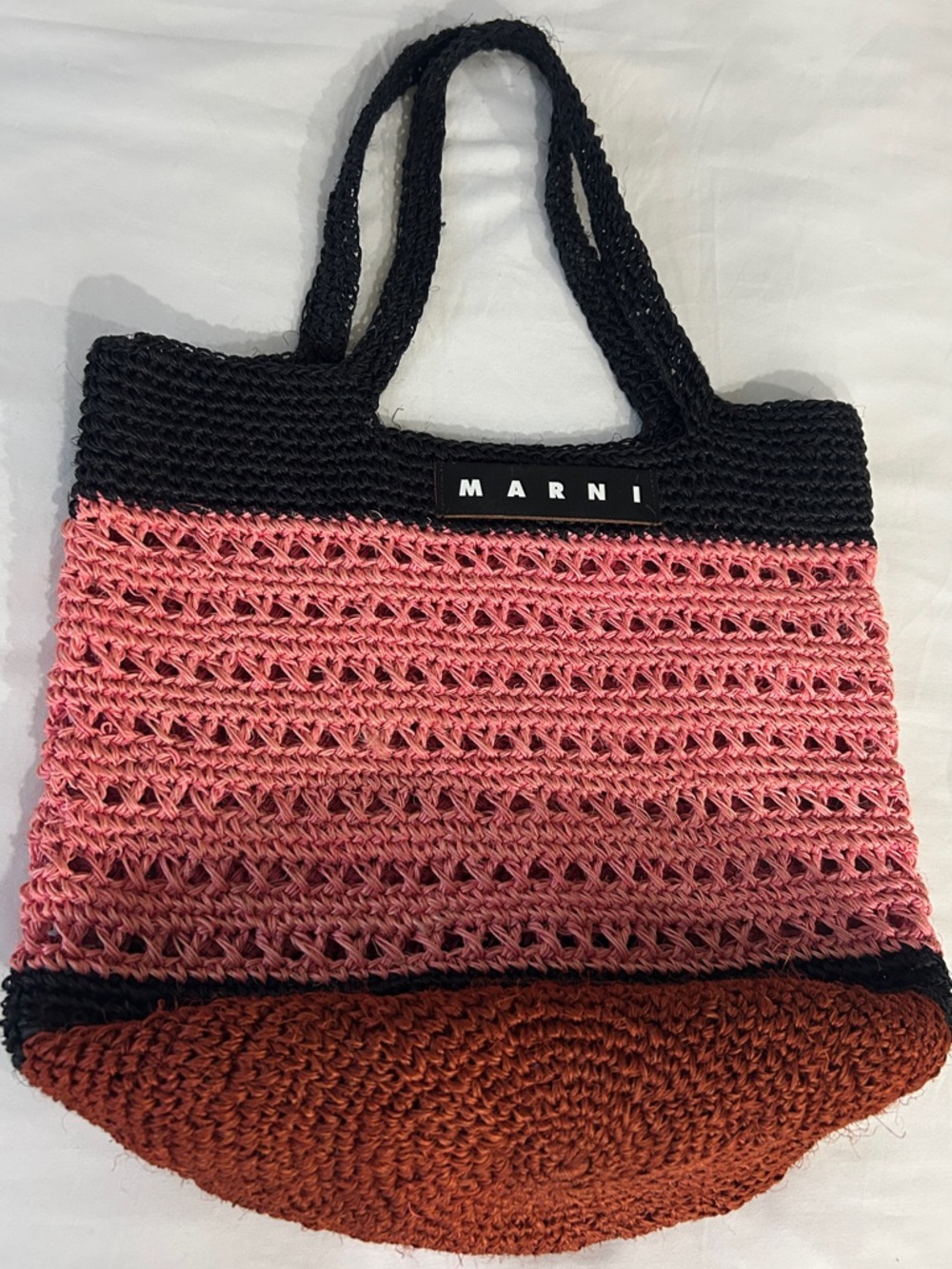 Marni Striped Crochet Raffia Bag